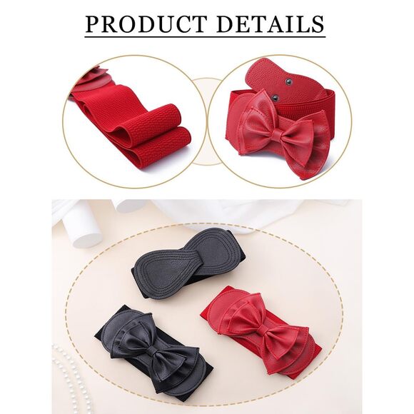 Womens Stretchy Belt Wide Elastic Belts Bow Waist Belt Plus Size For 8174 - Picture 6 of 7